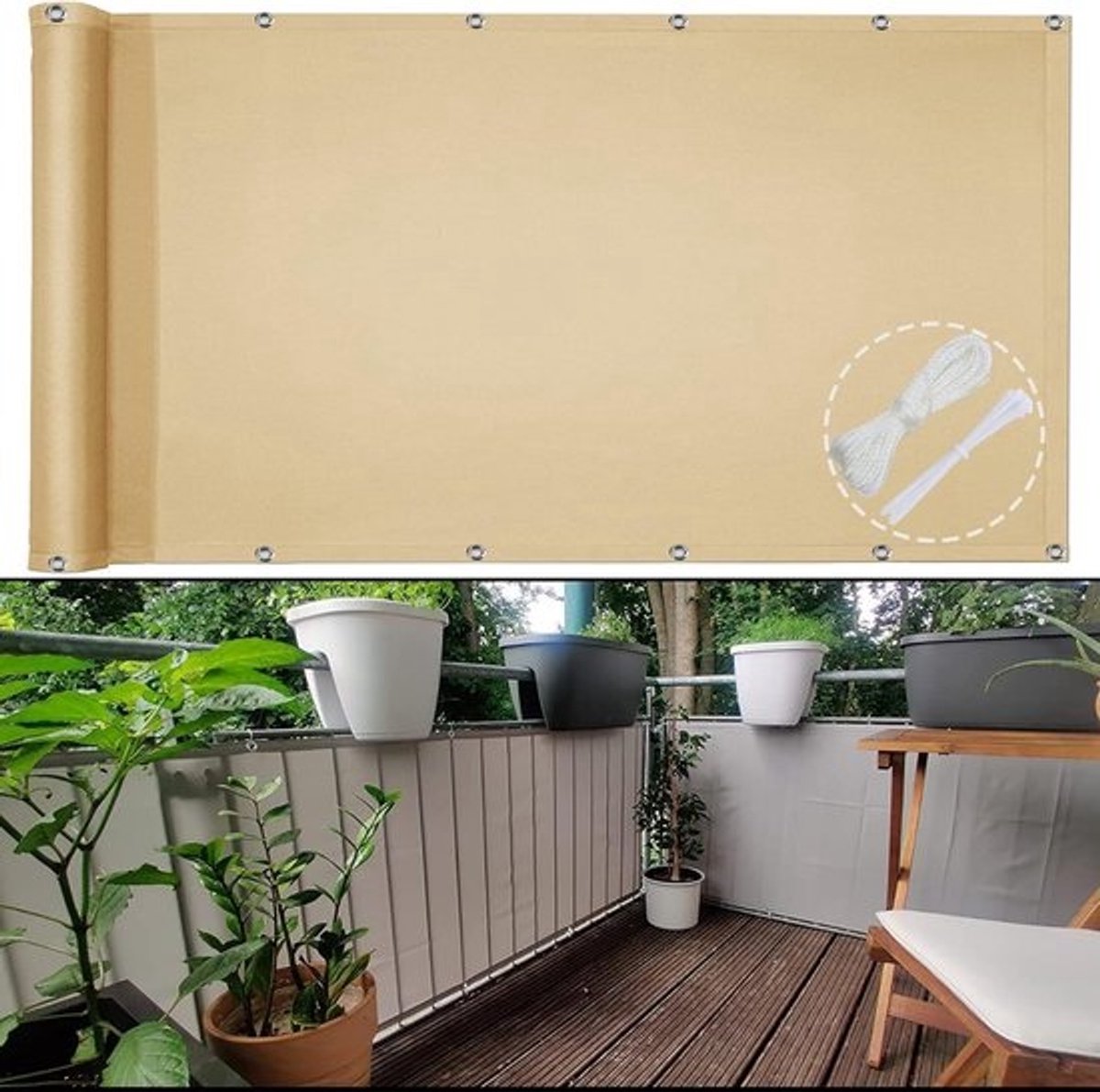 Balkon Privacy Scherm 80x200 cm UV-Bestendig en Waterdicht