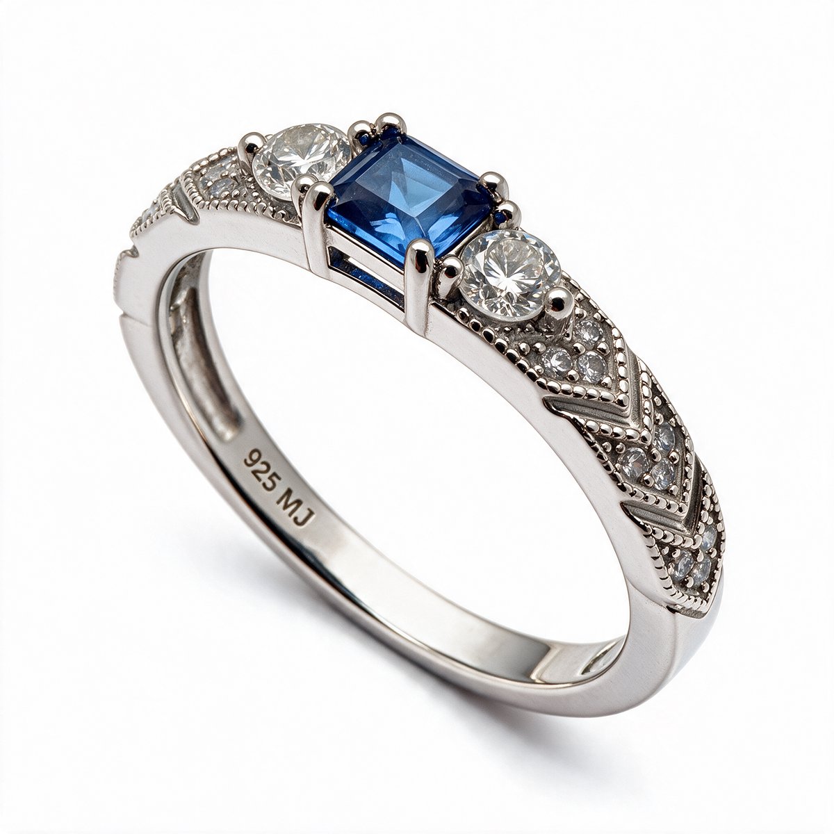 Momeso Zilveren Ring Dames 925 Sterling - Blauwe Zirkonia - Maat 17