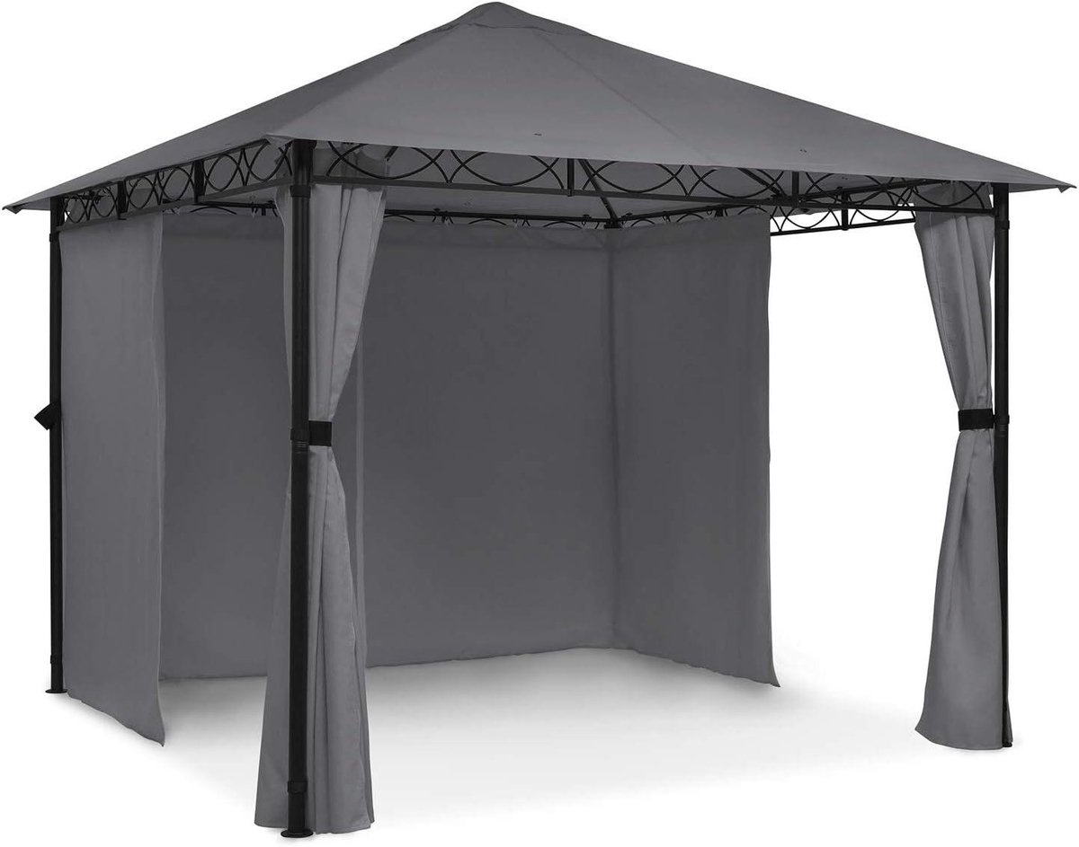 Tuinpaviljoen - Partytent Gazebo - Buiten Ontspannen - EasyMount Concept - 3x3 Meter - Donkergrijs