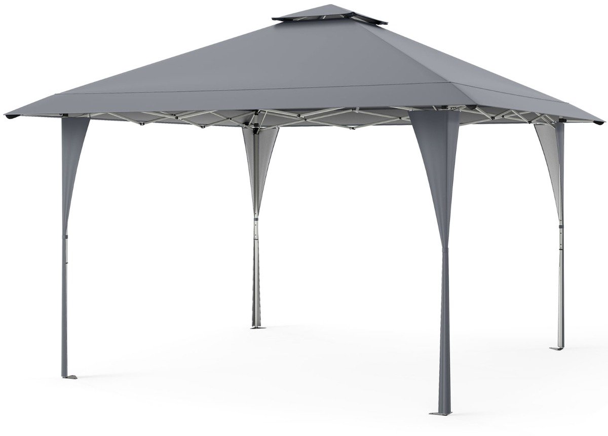 SureDeal® - Partytent - Pop Paviljoen Hoogteverstelbaar - Dubbel Dak - Metalen Grijs - 395x395x264 cm - Grijs