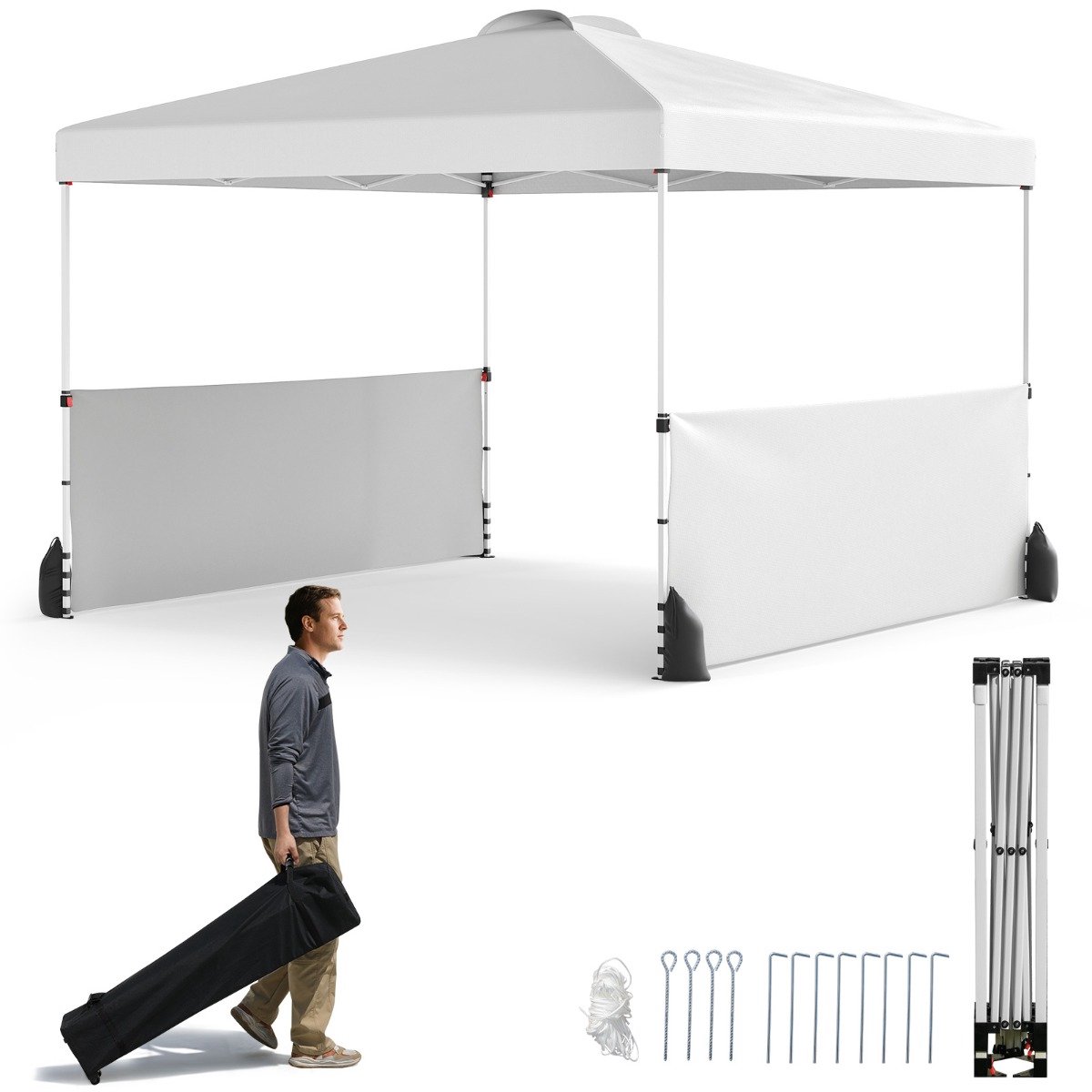 SureDeal® - Partytent - Pop Gazebo Meter - Vloerpinnen - Windschermtouwen - 300x300x266 cm - Wit