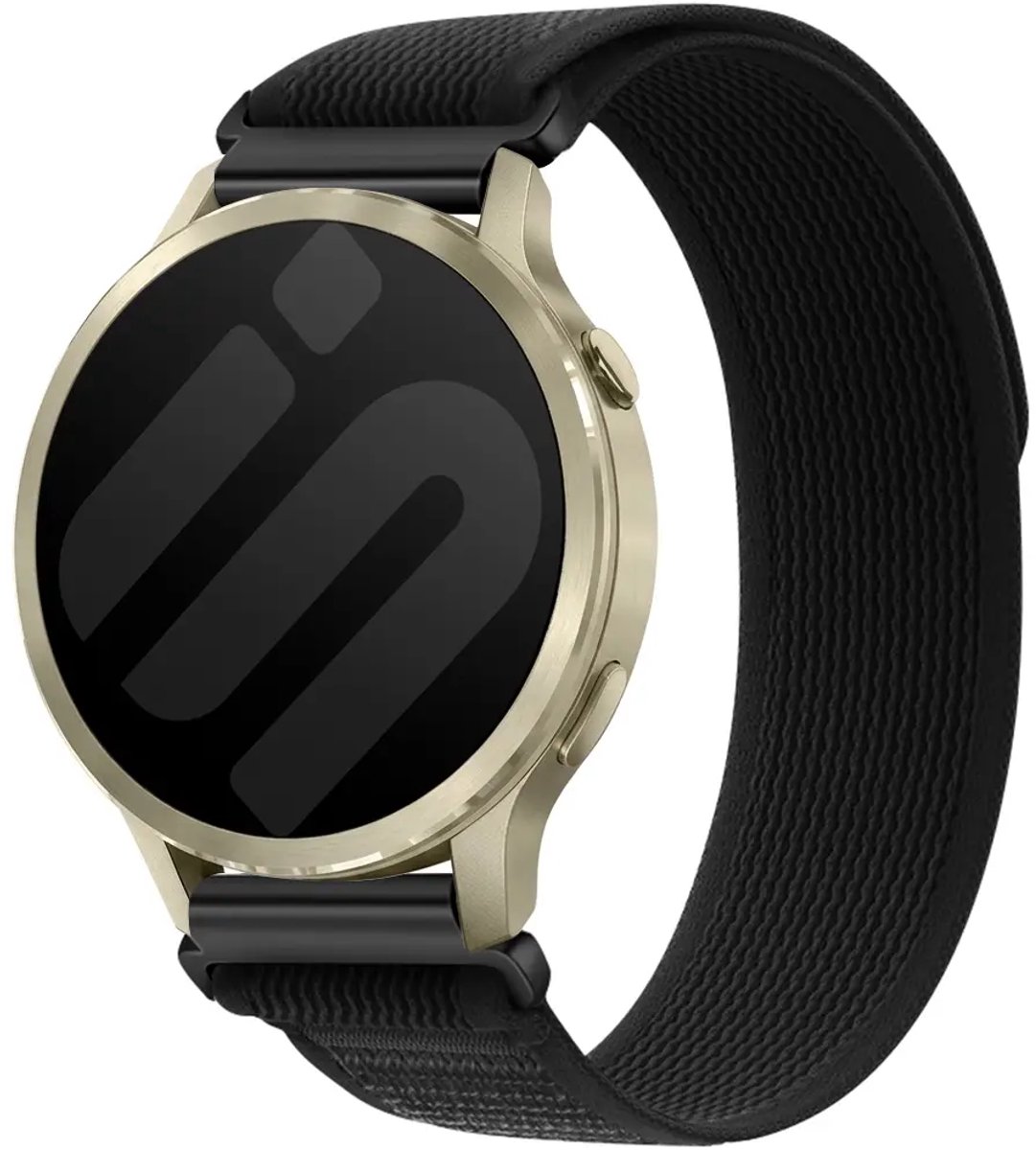 Strap-it Nylon Trail bandje geschikt voor Garmin Vivoactive 4 / Garmin Venu 4 - 45mm / 3 / 2 / Garmin Forerunner 570 - 47mm / 265 / 255 - Zwart