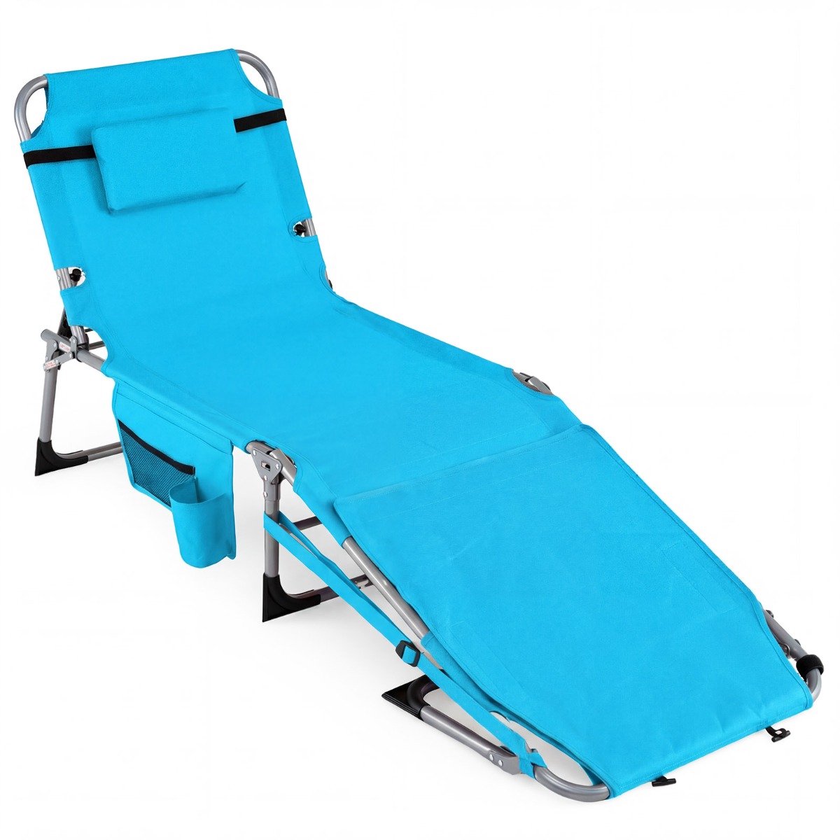 SureDeal® - Ligbed - Opvouwbare Tuinstoel Ligstoel - Uitsparingen - Gezicht - Armen Ligstoel - Verstelbare Rugleuning - 166x194x60 cm - Turkoois