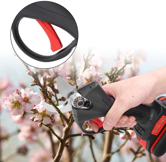Draadloze Elektrische Snoeischaar - 21V 2000mAh Accu 3-4 Uur Continu Gebruik 2-3 Uur Snelladen Borstelloze Motor 30% Hogere Efficiëntie - Geschikt Voor Wijnranken, Kersenbomen En Struiken - Zwart — afbeelding 3