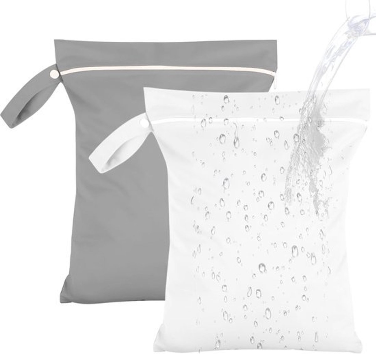 2x Wasbare Luierzakken Waterdicht 40x30 cm - Herbruikbare Natte Tas voor Vuile Was, Luiers en Zwemkleding
