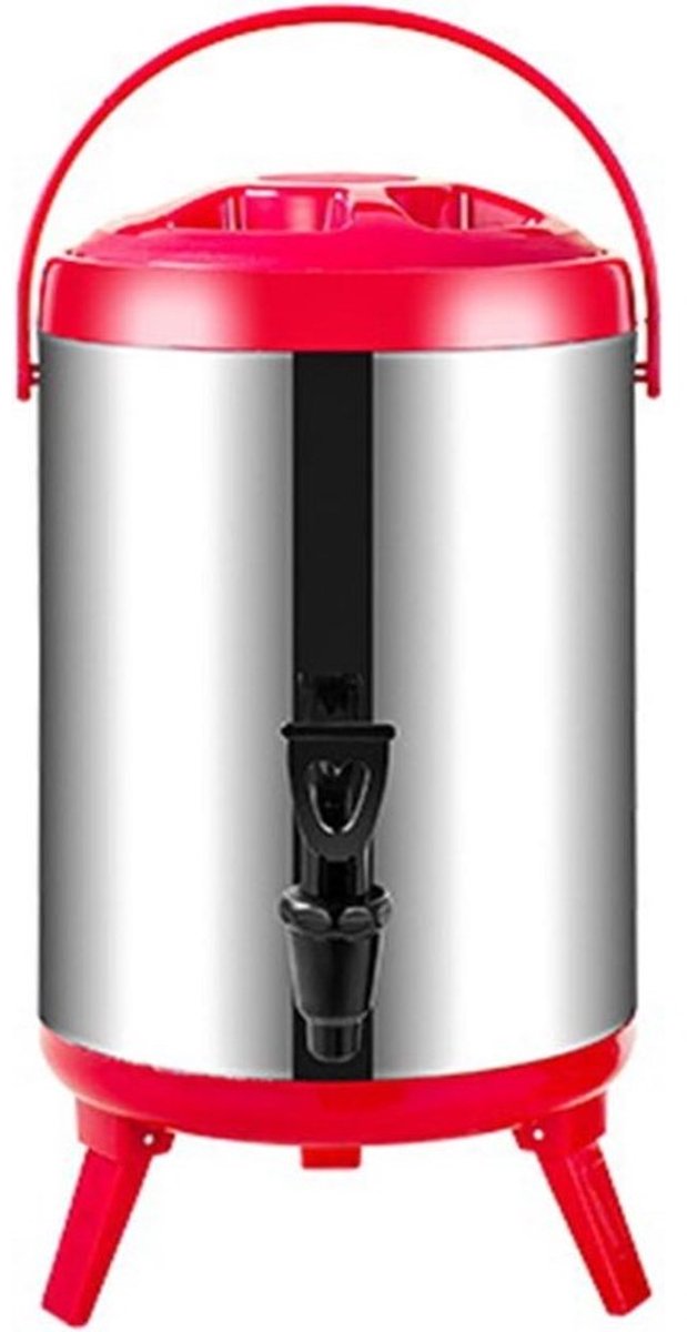 Drankdispenser Roestvrijstaal - Isolerende Kan - Dranken Serveren - Drielaagse Isolatie - 12L - Rood