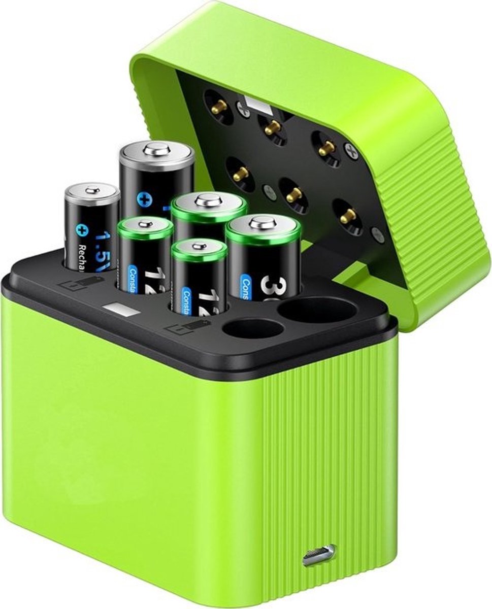 Batterijlader - Oplaadstation - Batterijen Opladen - 8 Batterijen Tegelijk - 7.7 x 5.1 x 7.1 cm