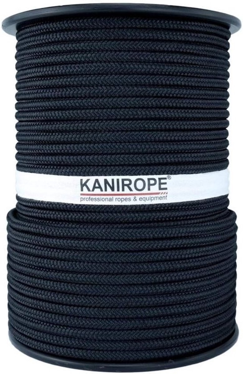Polyester Touw - Gevlochten Koord - Bevestigen & Zekeren - Weerbestendig & Sterk - 6mm 100 Meter - Zwart