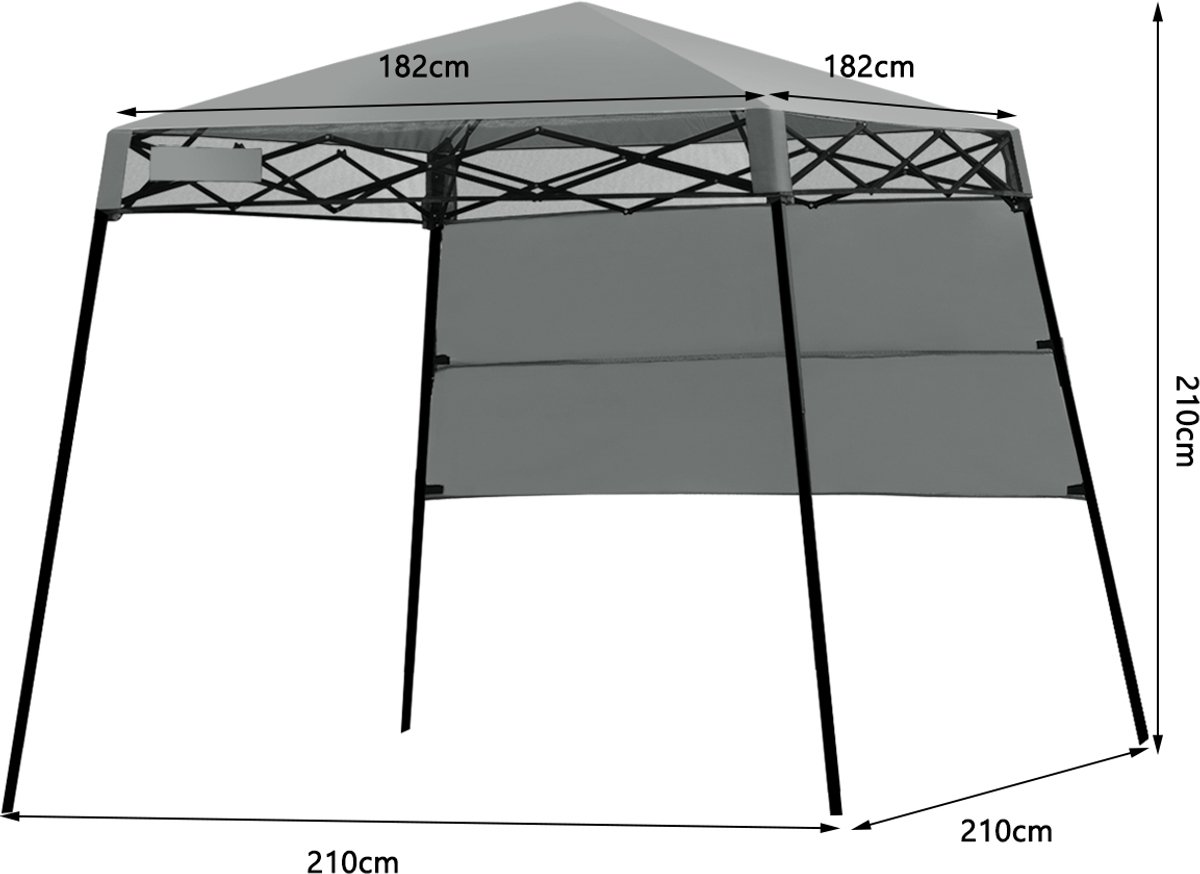 SureDeal® - Partytent - Gazebo Tuintent - Zak Draagbare Feesttent - 181x181x210 cm - Grijs