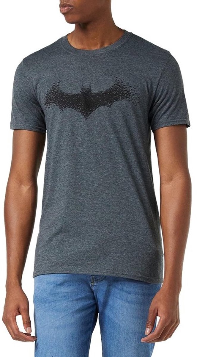 Heren T-shirt met Iconisch Bat Logo - Donkergrijs DC Comics Superhelden Shirt