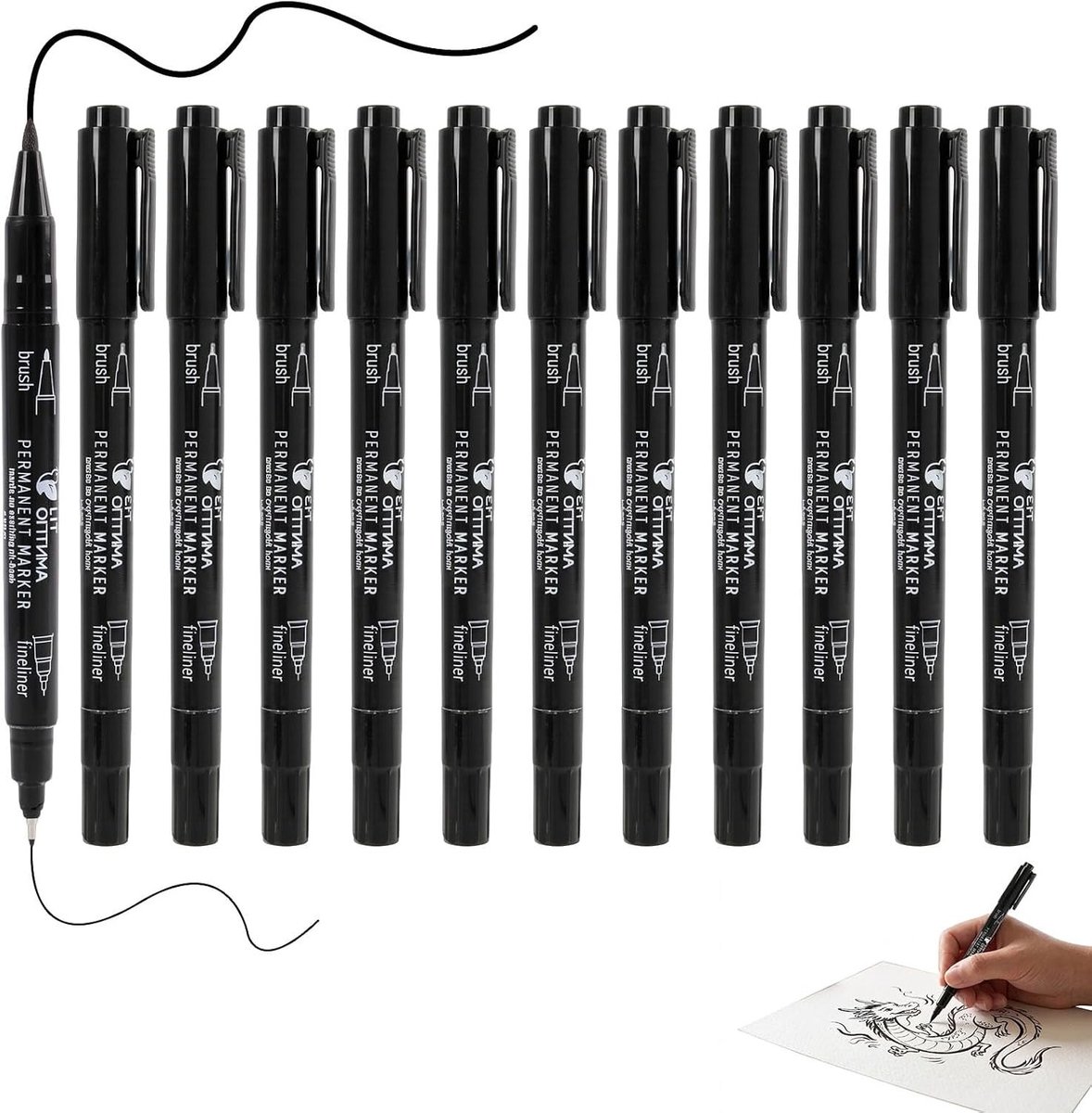Indelible Dubbelpunt Marker 0.5 mm en 1 mm - Permanente Viltstift voor Glas, Hout en Metaal