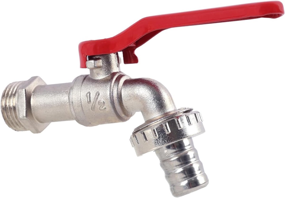 Tuinkraan 1/2 inch met 3/4 inch afvoer, ideaal voor regenton, waterbesparing en buitengebruik, lekvrije messing kraan voor tuin en wasmachine