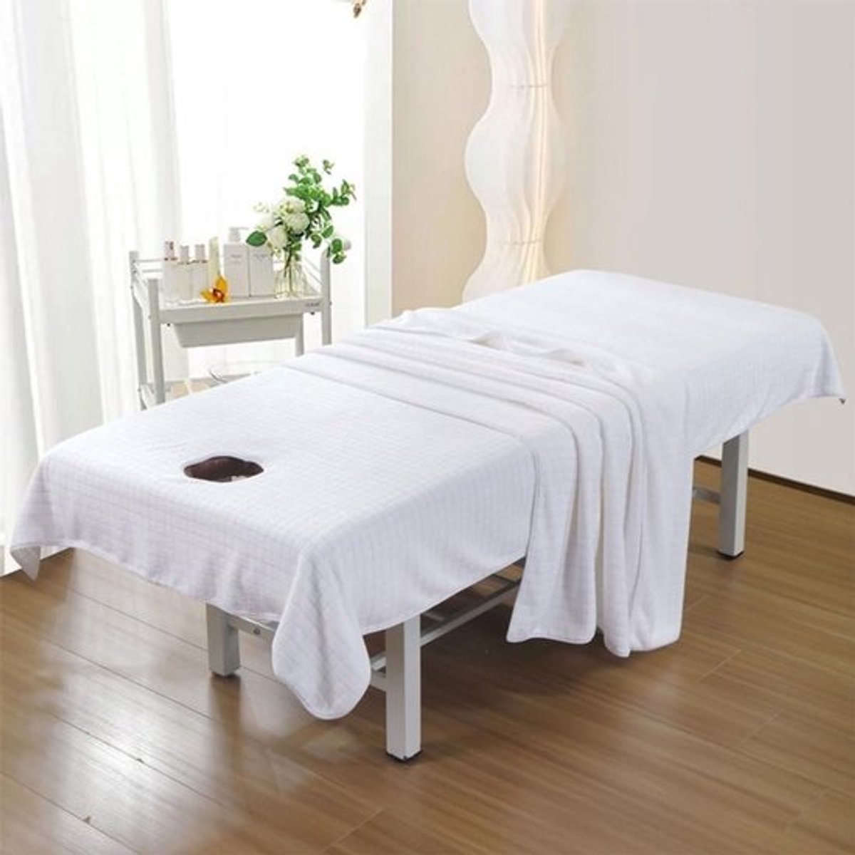 Microvezel Massagebed Overtrek met Gezichtsopening - Zacht en Wasbaar Laken voor SPA en Salon