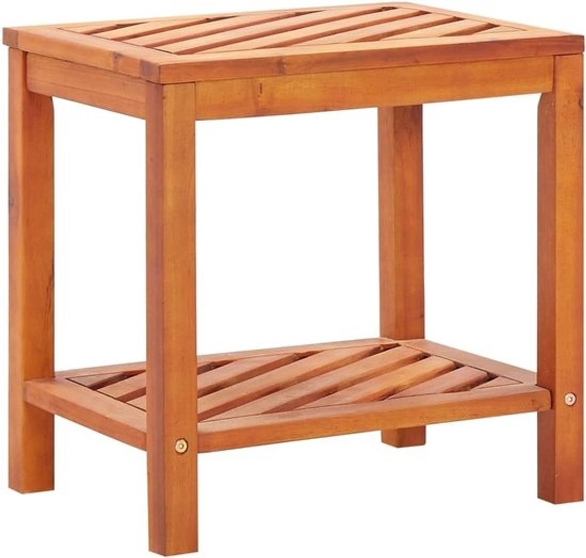 Bijzettafel Hout - Nachtkastje Plantenstandaard - Opbergen Decoreren - Diagonaal Patroon - 45 x 33 x 45 cm - Bruin