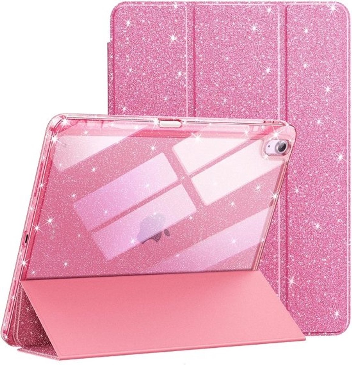 Glitter Case voor iPad Air 11-Inch - Schitterende Slimme Hoes met Pencil Houder voor Kinderen en Meisjes (Roze)