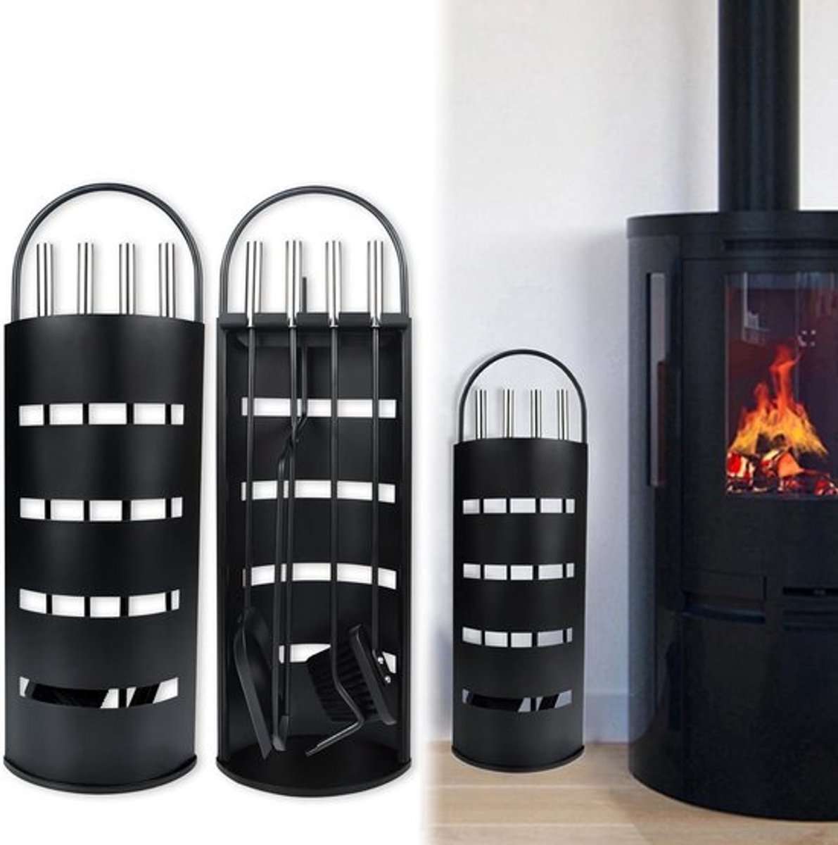 Haard Gereedschap Set - Haard Decoratie - Haard Onderhoud - Roestbestendige Coating - 67 cm Hoog - Zwart