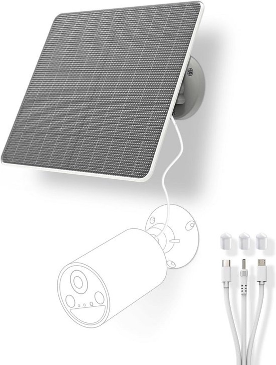 Zonnepaneel voor buitencamera met batterij en bewakingscamera