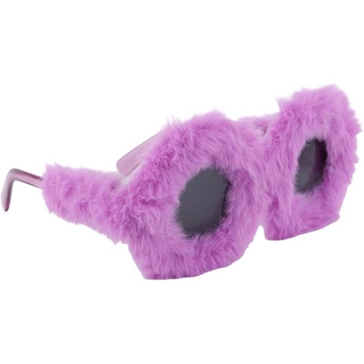 Fuzzy Ronde Zonnebril Paars - Pluche Feestbril voor Carnaval & Cosplay