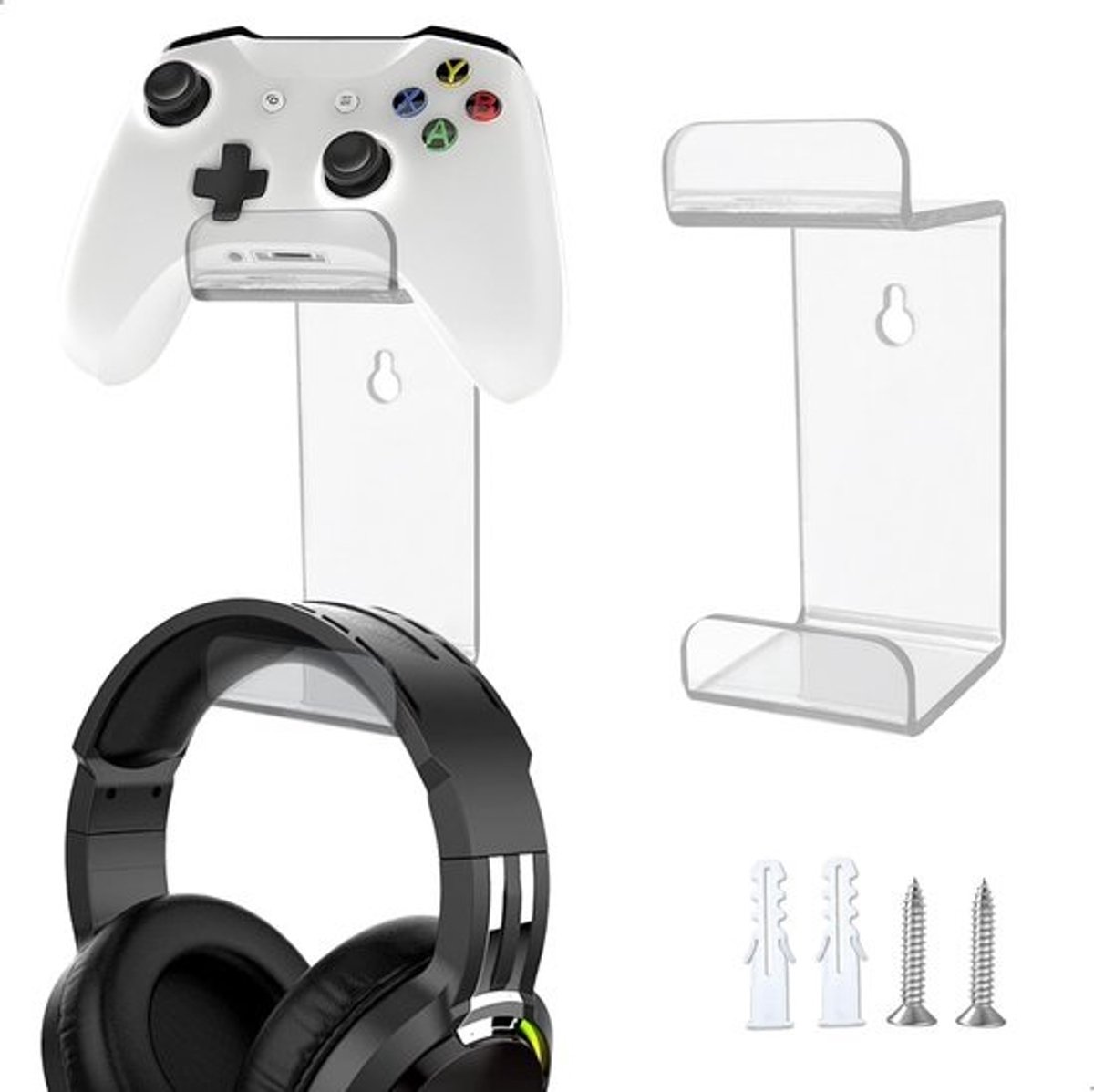 2x Transparante Headset Houder voor Tafel of Muur - Universele Koptelefoon Standaard
