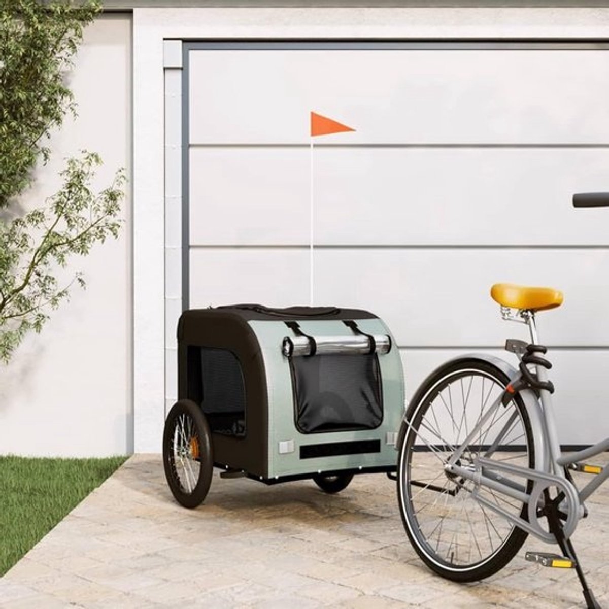 Hondenkar voor de Fiets - Robuuste Fietskar voor Honden in Grijs/Zwart