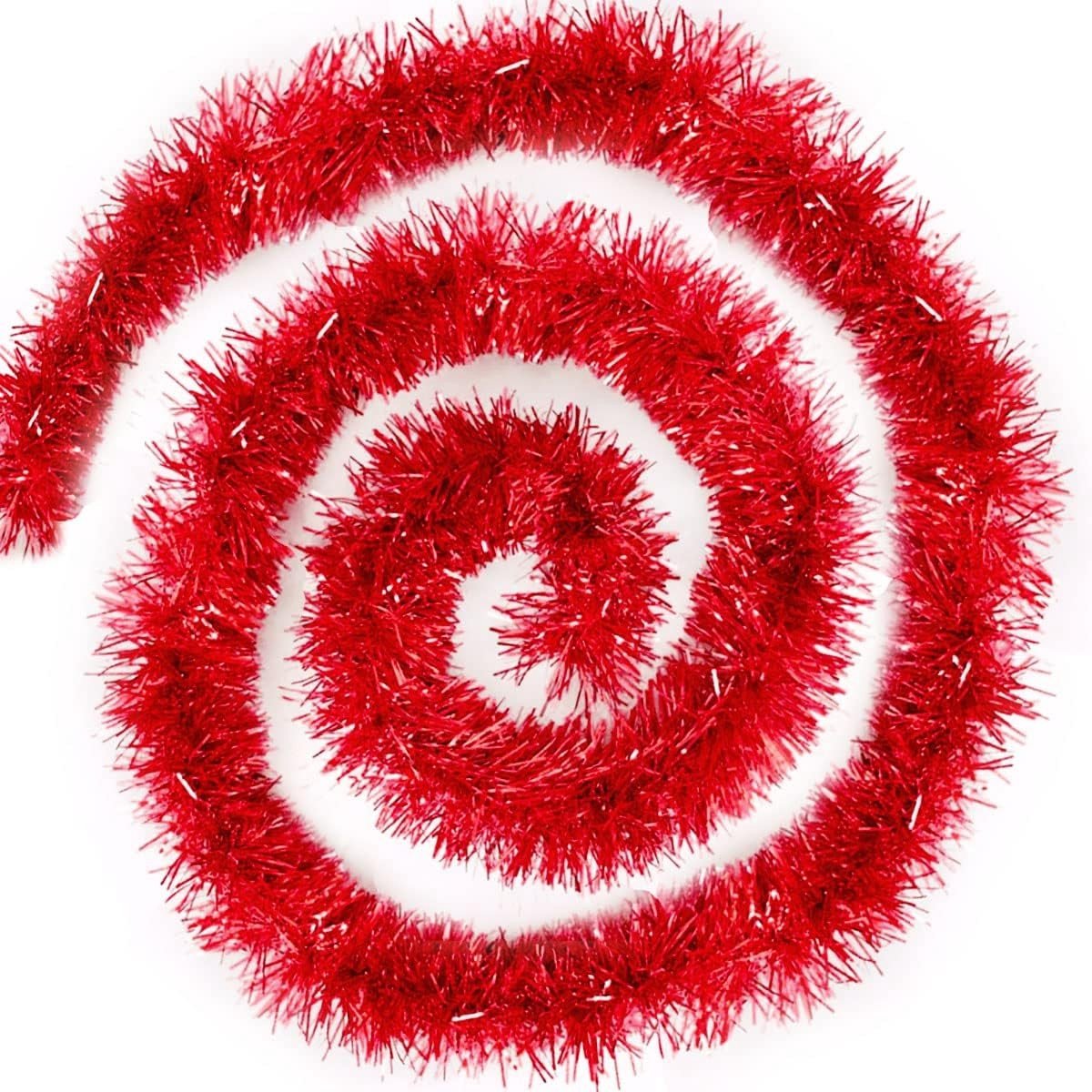 Kerst Tinsel Slinger - Rood - 200 cm - Metallic Glanzende Hangende Decoratie - Voor Kerstmis