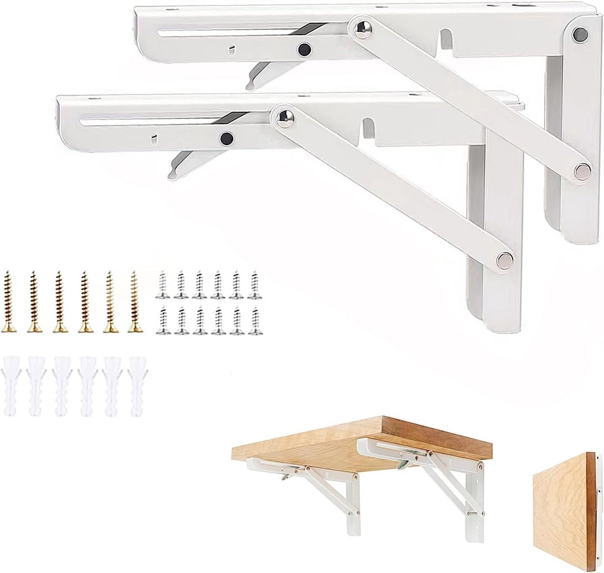Vouwconsole, 300 mm, 2 Stuks, Zware Roestvrijstalen Vouwplankhouders, 70 kg Draagvermogen, Ruimtebesparend voor Thuis, Keuken en Kantoor, Ideaal voor Opbergruimte en Organisatie