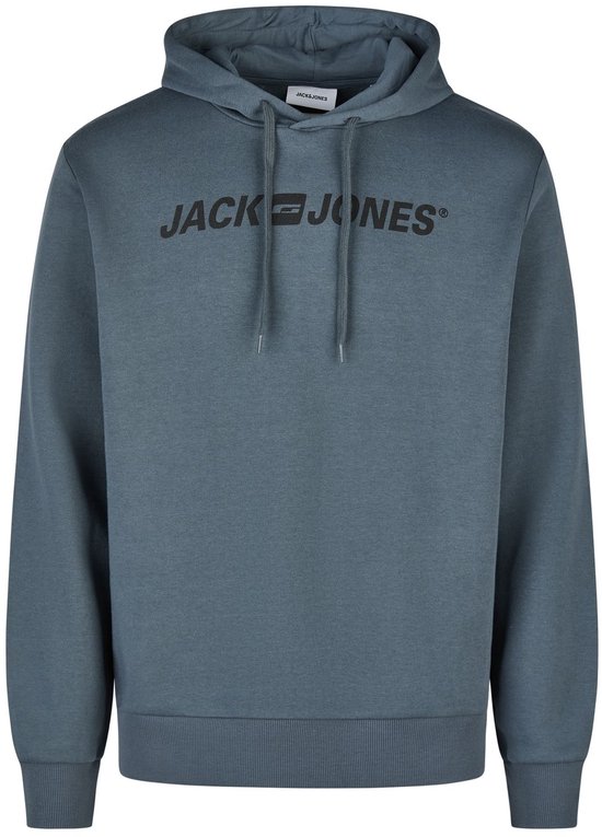 Blauwe hoodie met capuchon van Jack & Jones. Het Jack & Jones logo staat in het zwart op de voorkant.