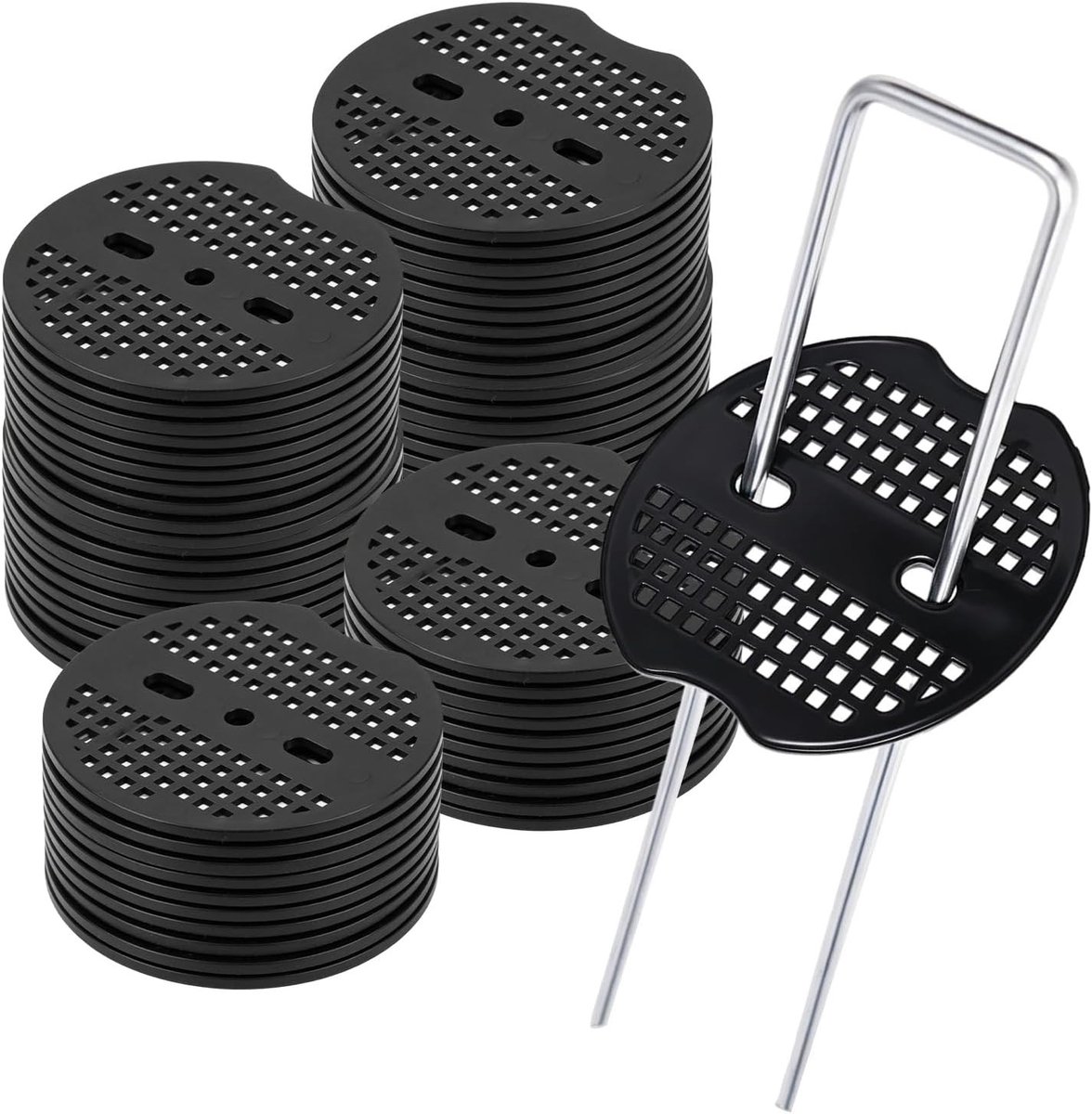 Duurzame zwarte tuinpinnen van plastic, 6.5 cm, 50/100 stuks voor bodembedekking en landschapsontwerp