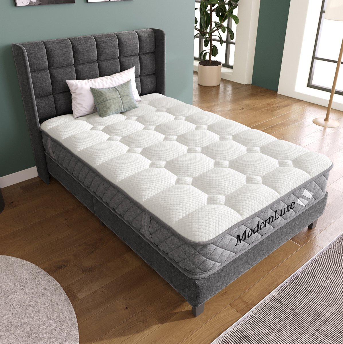REDOM - Matras - 7-zones pocketveringkern met koudschuim - H3 middelfirm - 4 handgrepen - orthopedisch - 90 x 200 x 20 cm - Wit