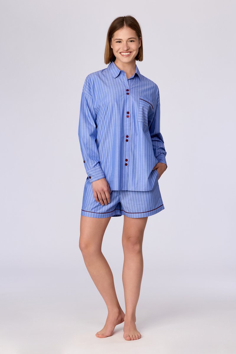 Woody Dames pyjama blauwe streep - maat XS