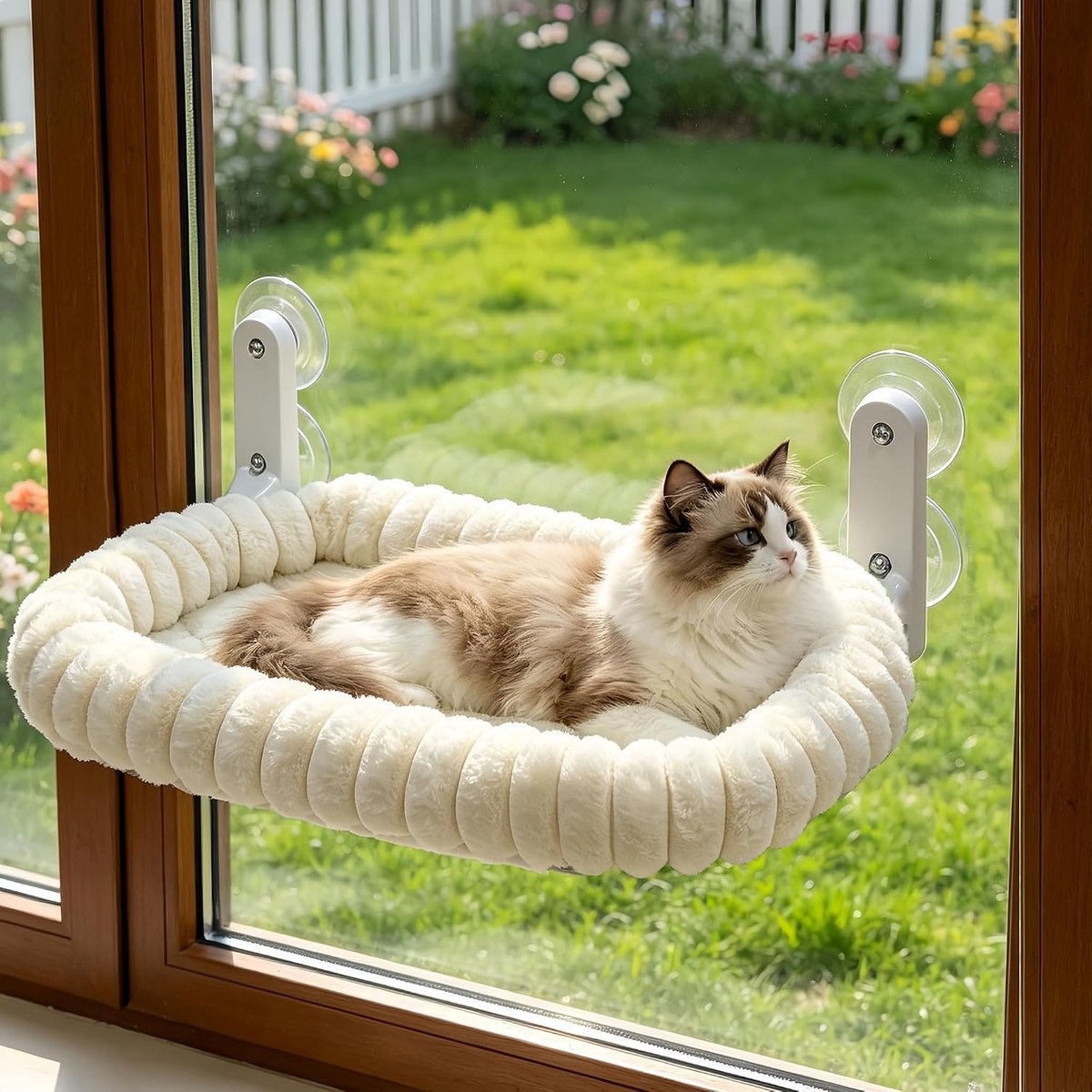 1 stuk-Zuigkast Kat Hangbed-Kat Nest-Ophangende-Zon Kat Hangbed-Omheining Plush-Wit