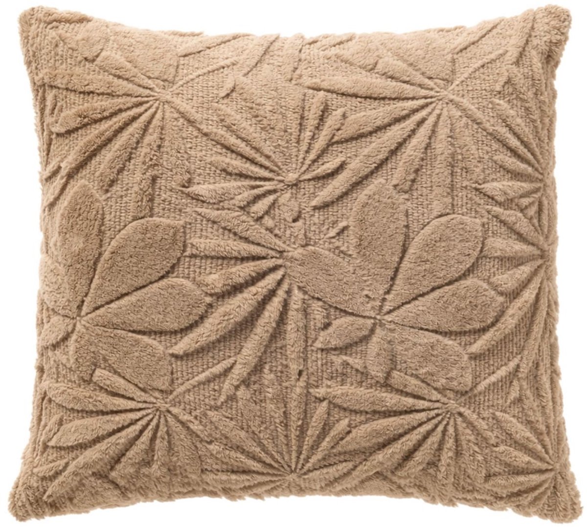 Dutch Decor JURRE - sierkussen 45x45 cm - getuft - bladmotief - Irish Cream - beige
