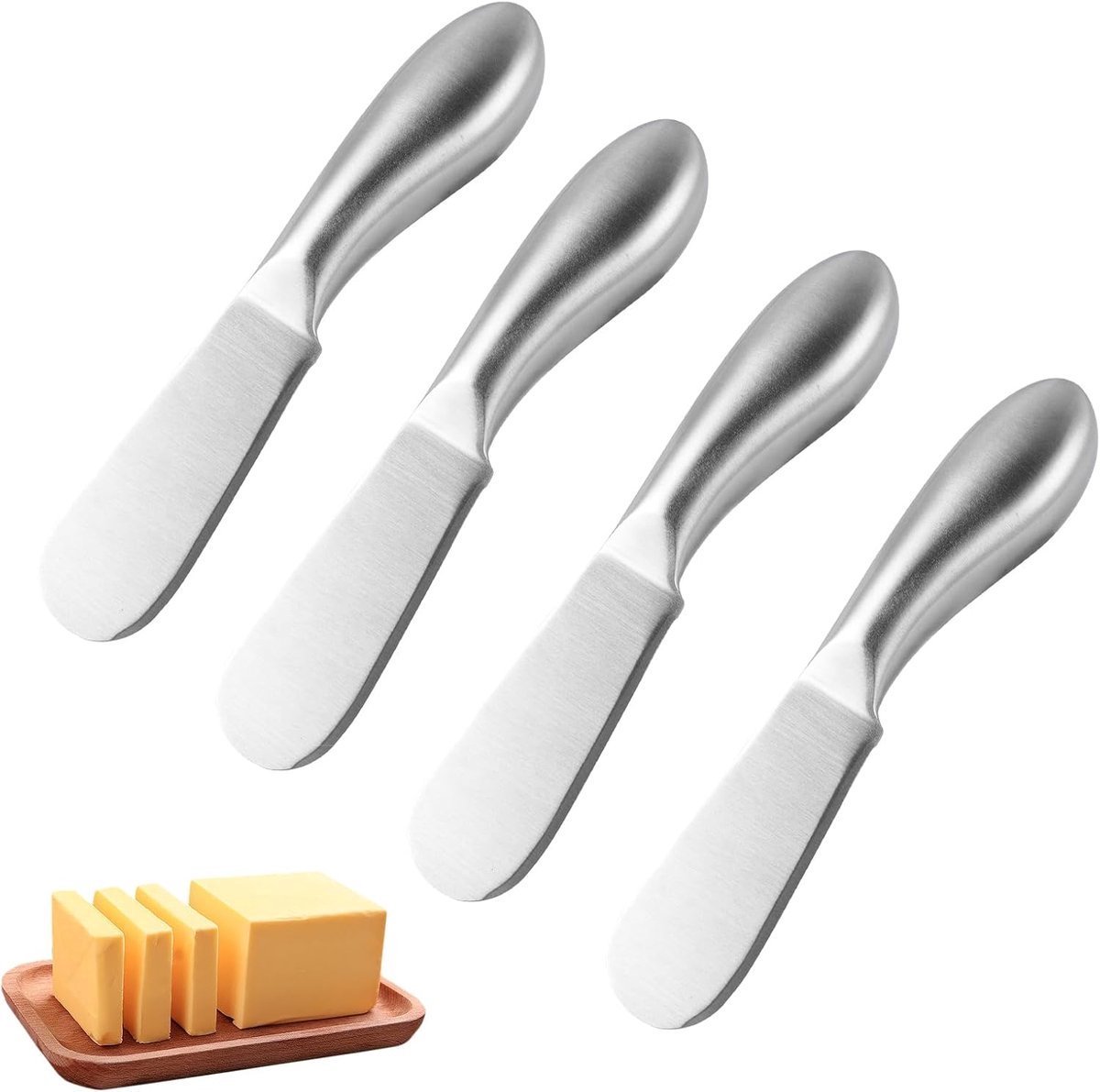ECTEATOY® ECTEATOY® Smeermessen - kaasmessenset 4 Stuks - RVS - Geschikt voor kaas/boter - Lengte 13,5 cm