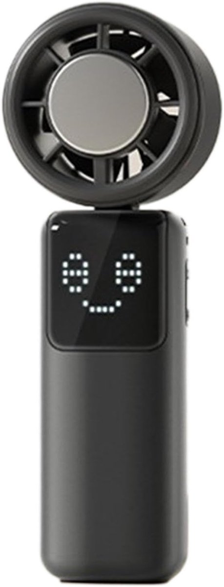 Hand Ventilator - Elektrisch Draagbare Handventilator - Draagbare Mini Ventilator - Draadloze Tafelventilator - Lange Accuduur - Zwart - 3600 Mah - Inclusief Draagkoord - Voor Thuiskantoor, Reizen, Buiten - Mini Fan Oplaadbaar - USB-Oplaadbare