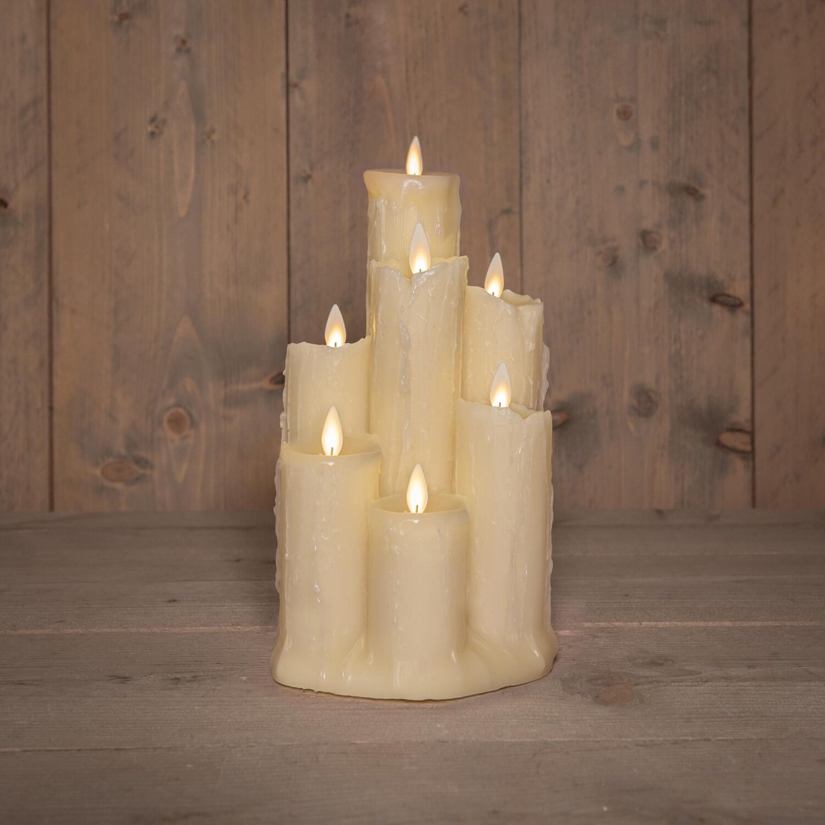 Anna's collection LED kaarsen - ivoor wit - 14,5 x 25,5 cm - met timer - druipkaarsen -woondecoratie