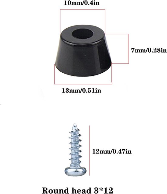 20 Stuks Rubber Voeten, Antivibratie Basis Pads voor Snijplank, Versterker en Meubelbescherming met Schroeven en Metalen Schijf — afbeelding 5