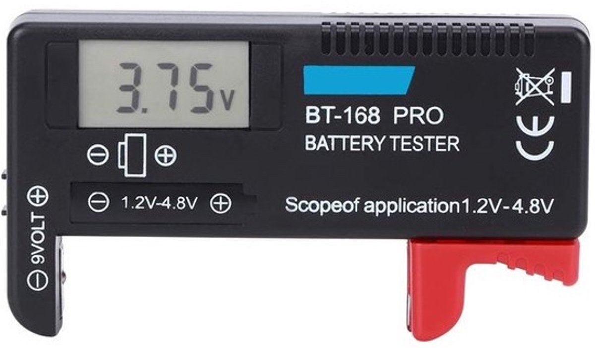 Allecta - Digitale batterijtester voor AAA, AA, 9V en 1,5V - Huishoudelijke batterijtesters voor knoopcelbatterijen