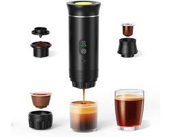 KZQ Draagbare 3-In-1 Koffiemachine 20 Bar Met Usb-C, Led Display, Geschikt Voor Koffiepoeder En Capsules – Voor Auto, Camper, Kantoor En Reizen