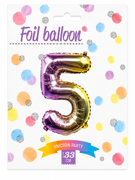 Folie Cijferballon 33 cm - Cijfer 5