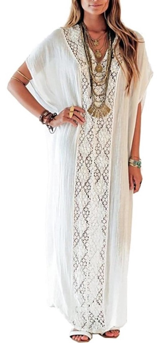Transparante Lange Kaftan Maxi Jurk met Bloemenprint voor Dames