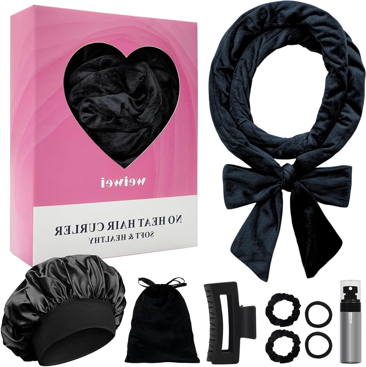 Krullende Hoofdband - Haar Wave Wrap - Nachtelijk Krullen - Geen Warmte Nodig - 9 Rollers - Zwart