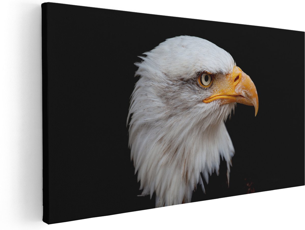 Artaza Canvas Schilderij Adelaar - 180x90 cm - Groot - Wanddecoratie Roofvogel - Muurdecoratie Dieren - Schilderijen Op Canvas Natuur Zwart