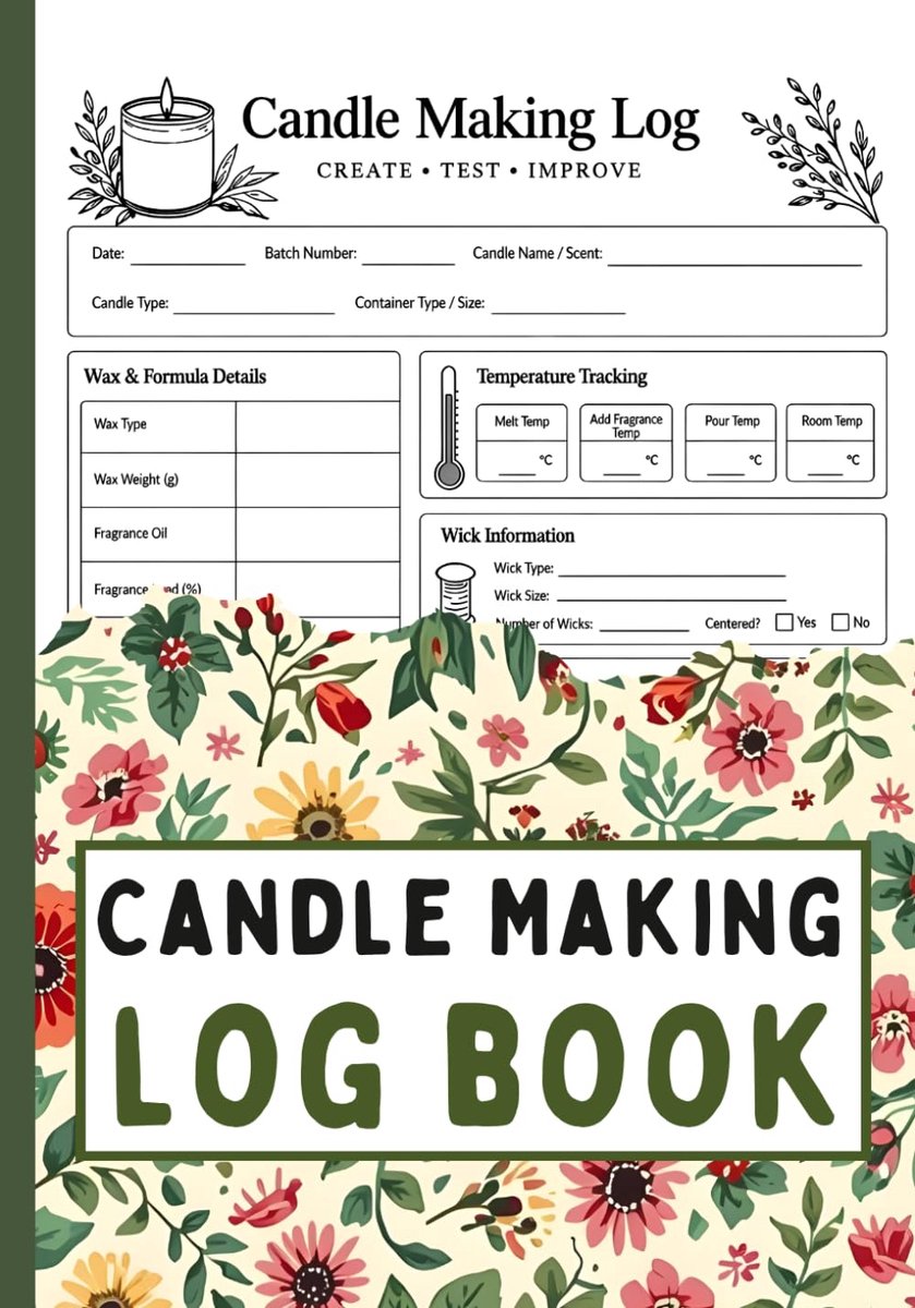 Candle Making Logbook: Candle Recipe & Testing Journal for Tracking Wax Blends, Temperatures, Wicks, Fragrance Loads - ShopVlot