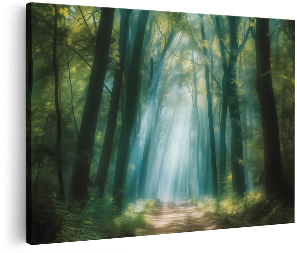 Artaza Canvas Schilderij Pad door een Bos met Zonlicht - 180x120 cm - Groot - Wanddecoratie Woonkamer - Schilderijen - Muurdecoratie