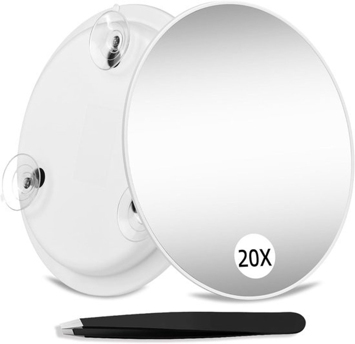 Ronde Vergrootspiegel 20x met Zuignappen - 15cm Reisspiegel voor Make-up en Precisiewerk