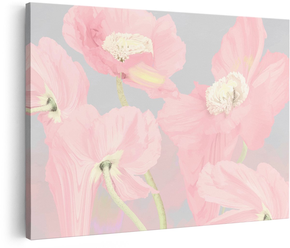 Artaza Canvas Schilderij Klaprozen - 180x120 cm - Groot - Wanddecoratie Bloemen - Muurdecoratie Roze - Schilderijen Op Canvas Natuur
