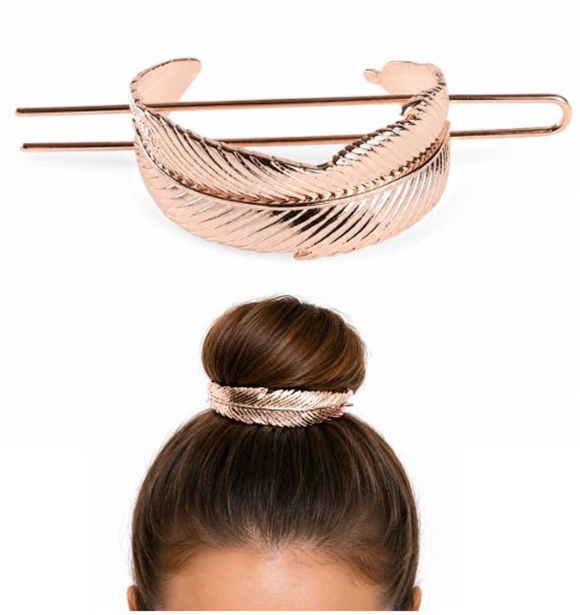 Haarclip - Haarklem - Scrunchie - koperkleurig veer - 1 stuks