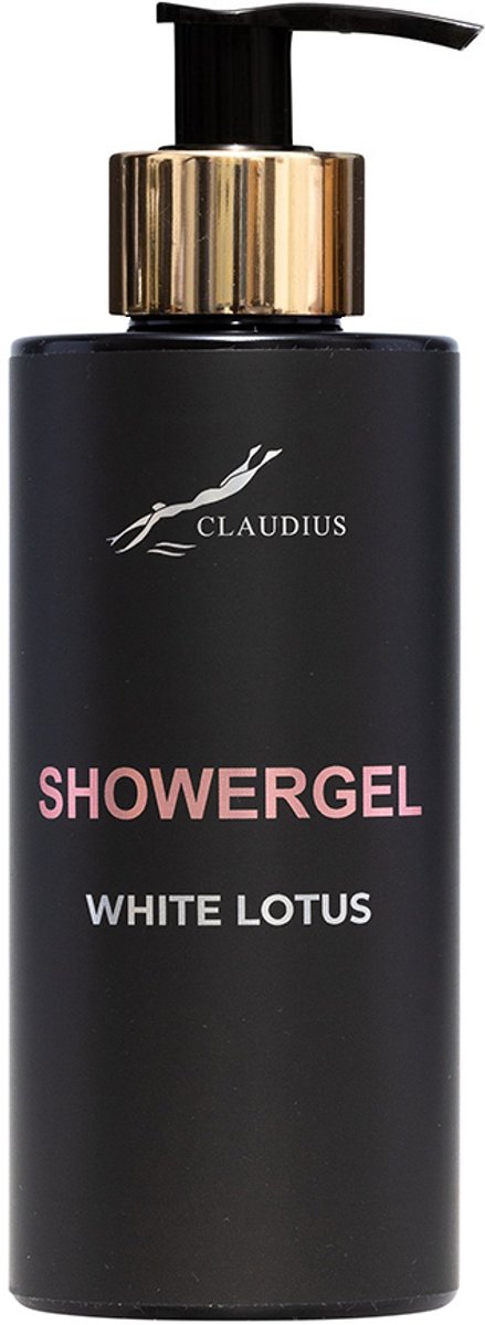 Showergel White Lotus 300 ml - met gouden pomp - zwarte fles