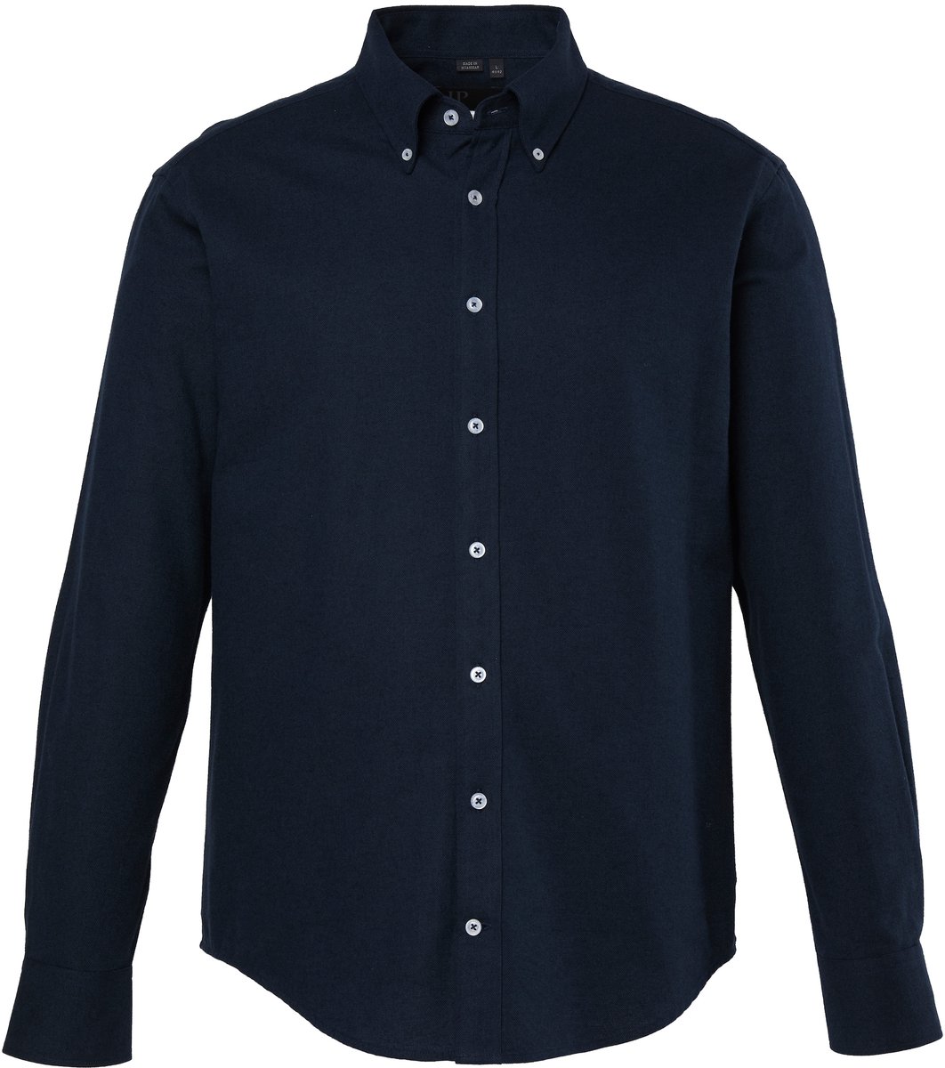 JP 1880 - Heren - Flanellen overhemd lange mouwen modern fit tot 8XL - Donkerblauw - Maat 6XL
