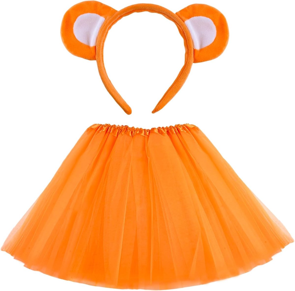 Twee Delige Tutu Haarband met Berenoren, Kleurrijk Dierenthema Kostuum voor Vrouwen en Meisjes voor Halloween en Carnaval